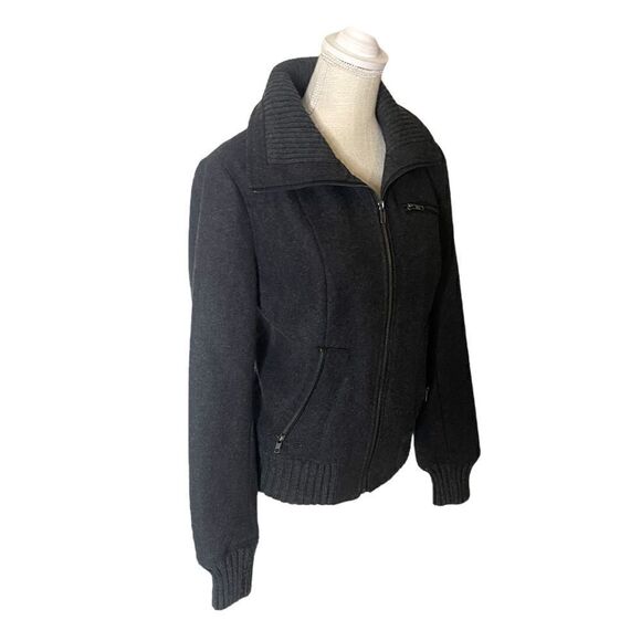 Express Charcoal Gray Wool Blend Bomber Jacket Size Large - Picture 6 of 15